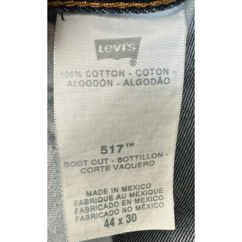 Levis 517 Jeans Mens 44X30 Blue Bootcut Dark Wash Distressed Red Tab Denim Pants